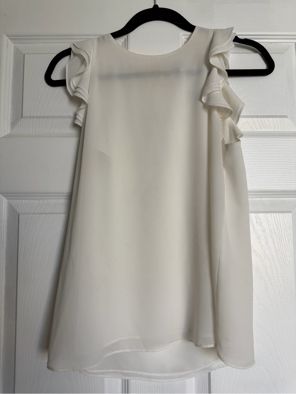 Women's White Ruffle Sleeve Top